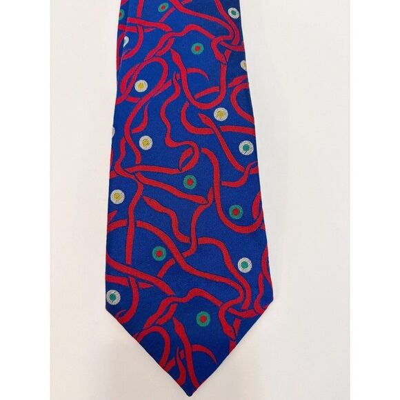 Turnbull Asser Blue Silk Tie With Snakes Made In England